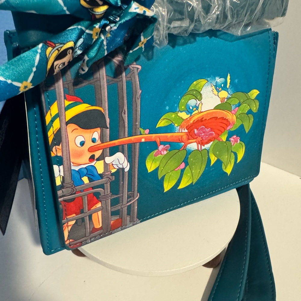 Loungefly Pinocchio Crossbody Bag - Teal and Multicolor